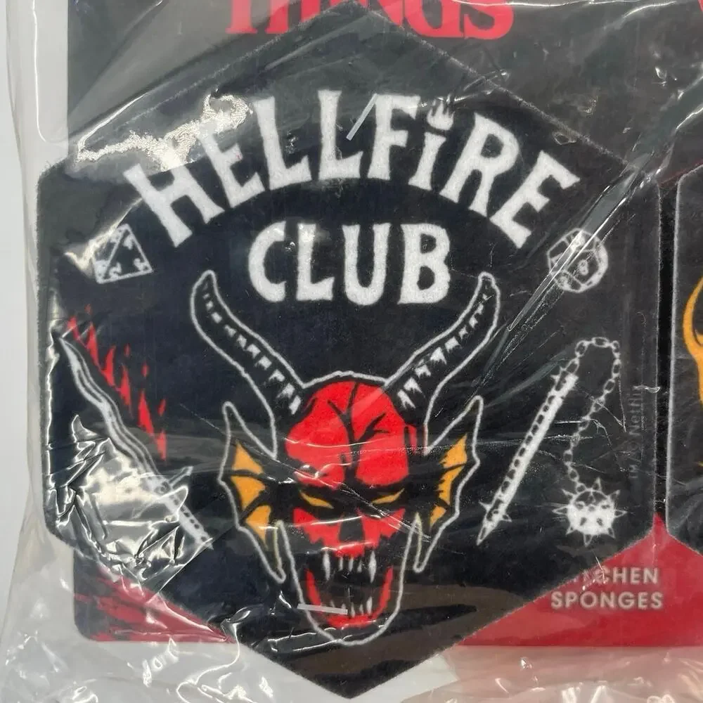 Stranger Things Hellfire Club Kitchen Sponges DnD Edgy Dorm Stocking Stuffer NEW